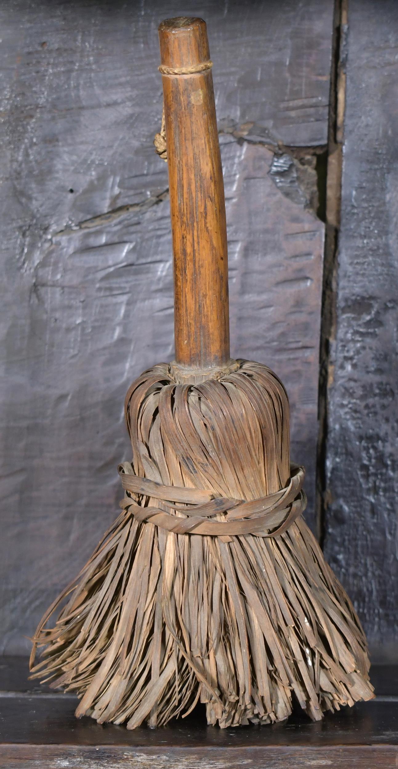 Appraisal: TH C CARVED WOOD BROOM Carved from one piece of