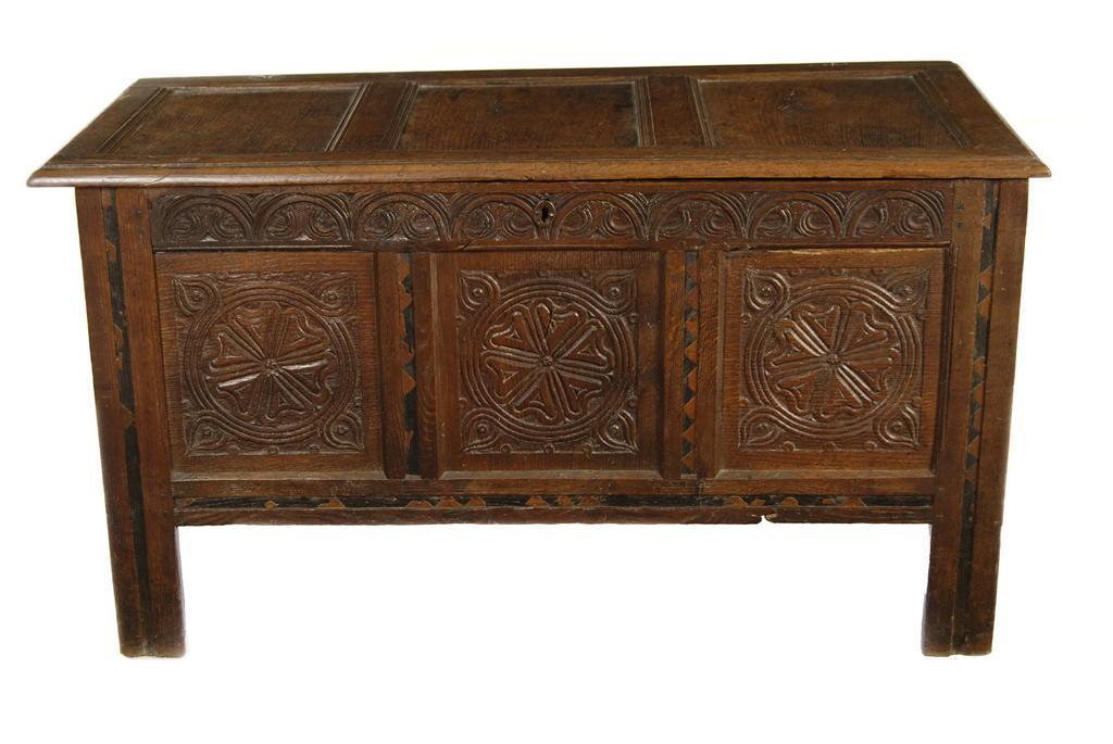 Appraisal: A late th century oak panelled chest