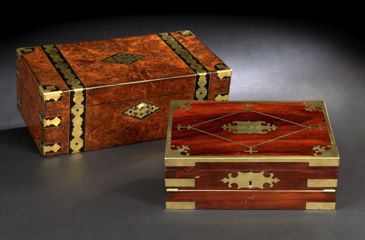 Appraisal: Good Thompson Lambeth Brass-Inlaid Rosewood Lap Desk in the Regency