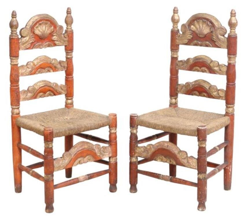 Appraisal: lot of Spanish ladder back chairs early th c parcel