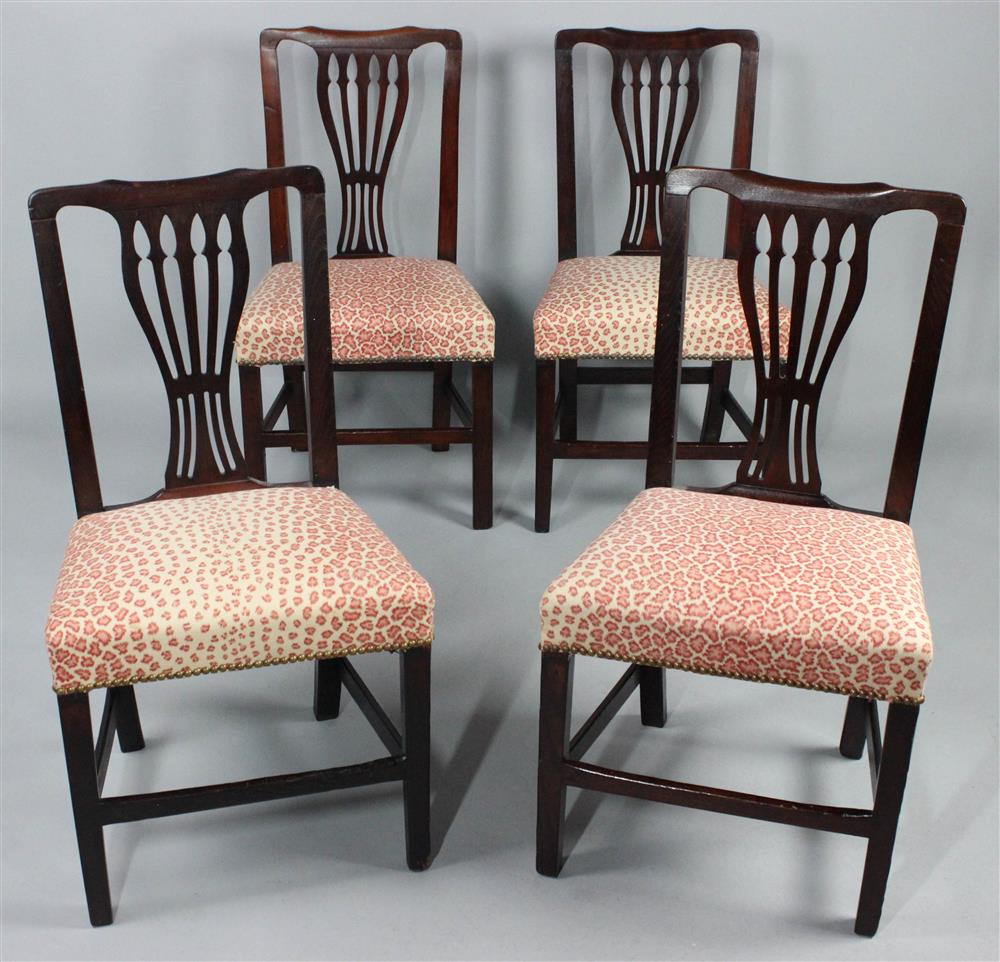 Appraisal: FOUR ENGLISH PROVINCIAL SIDE CHAIRS each having a shaped crest