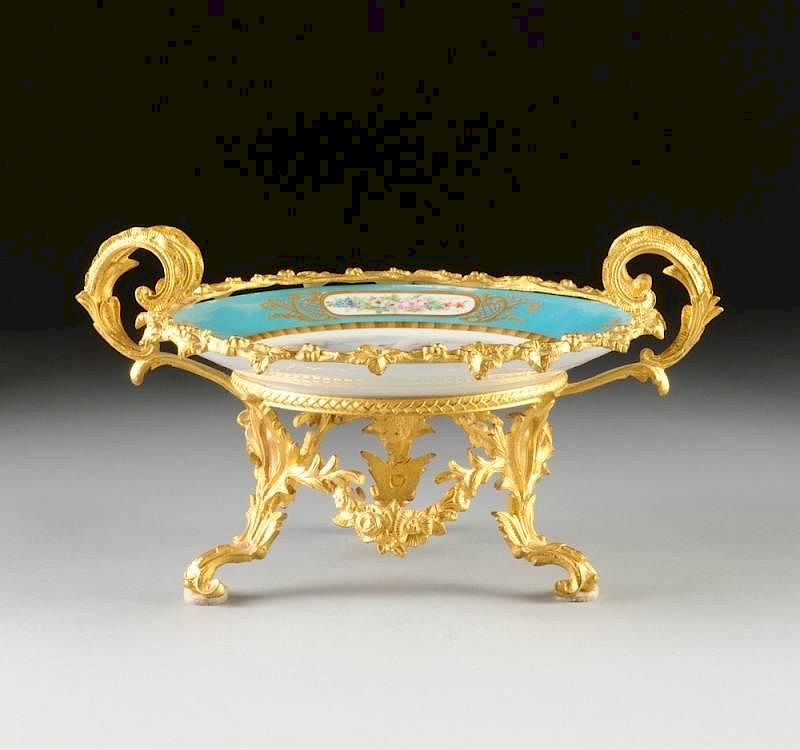 Appraisal: A S VRES STYLE GILT BRONZE MOUNTED AND POLYCHROME PAINTED