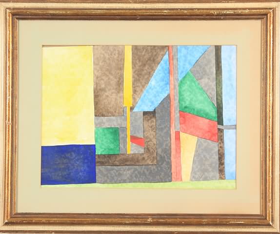 Appraisal: Geometric abstract composition watercolor x sight SLR Ney ' Artist