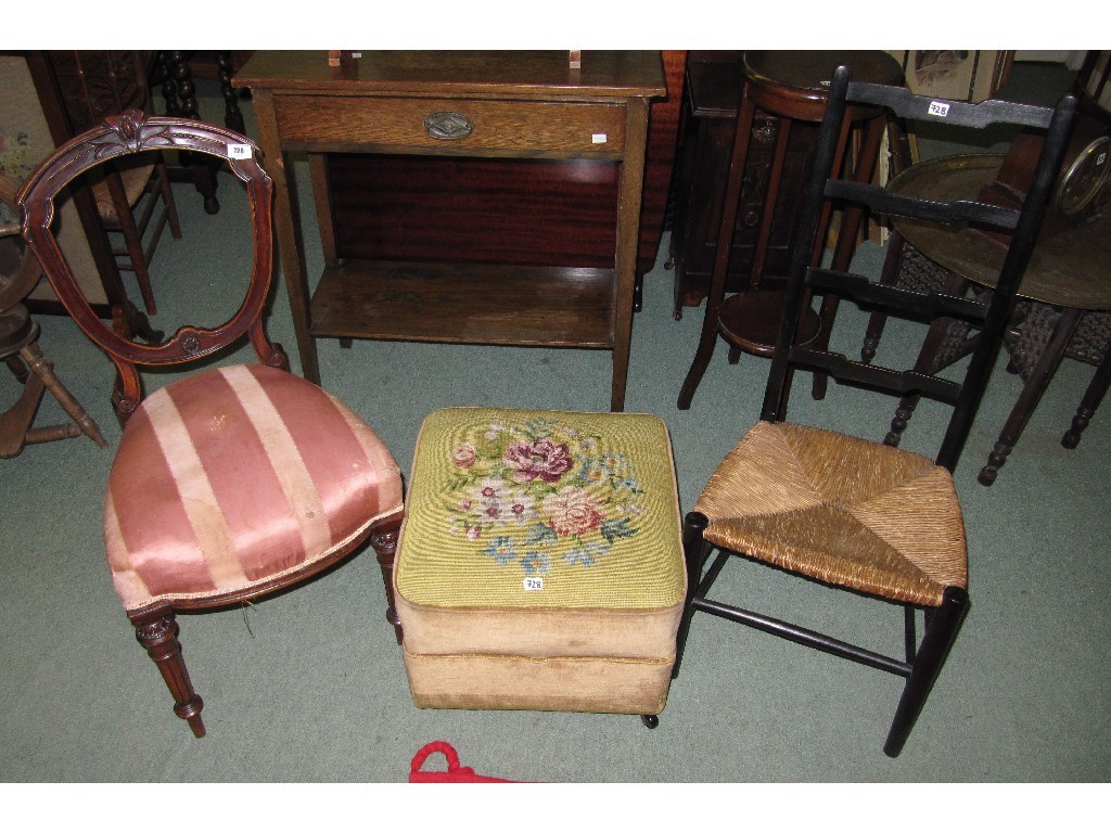 Appraisal: Victorian mahogany balloon back chair rush seated and ladder back