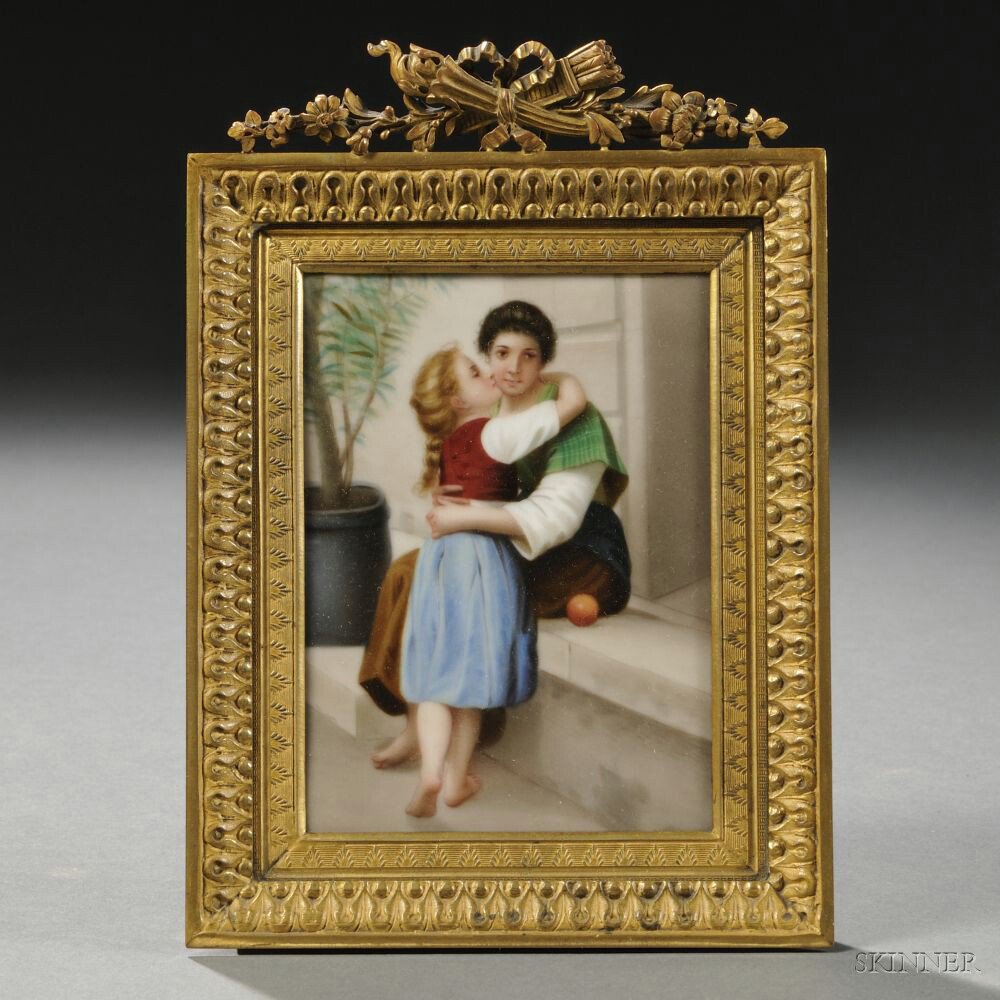 Appraisal: Framed Continental Porcelain Portrait Plaque th th century plaque depicting