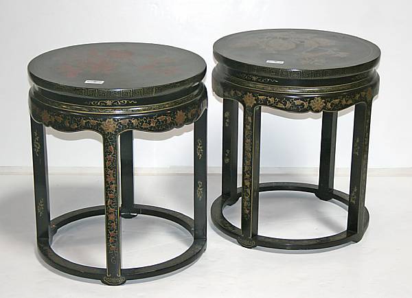 Appraisal: A pair of chinoiserie decorated lacquered side tables