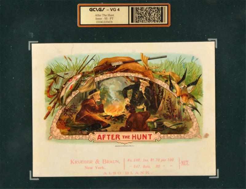 Appraisal: After the Hunt Cigar Box Label Sealed and graded Wonderful