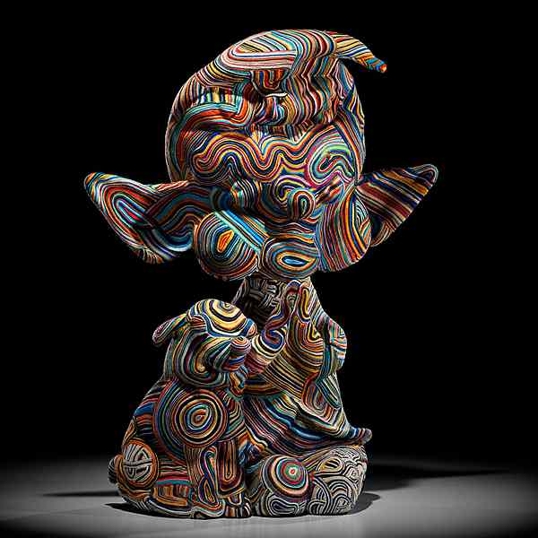 Appraisal: Michael Lucero USA Elf with Puppy - Ceramic Wool Acrylic