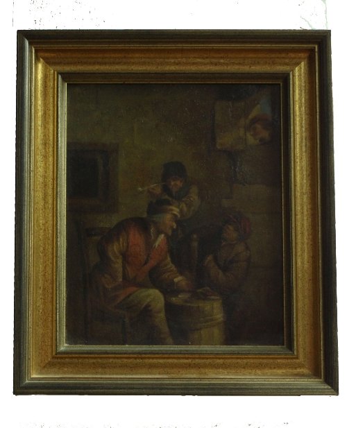 Appraisal: After Teniers Figures in a Tavern oil on tin cm