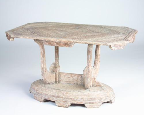 Appraisal: FRENCH Fine cereuse blanche oak table with clip-corner top and