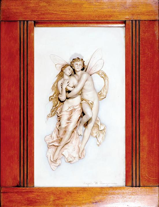 Appraisal: Bisque porcelain figural panels after William Adolphe Bouguereau frame size