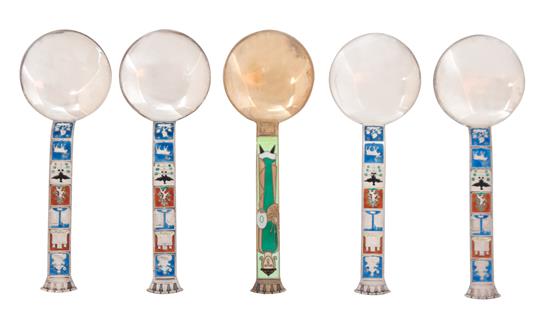 Appraisal: Sale Lot Five Norwegian Silver and Silver Gilt Enameled Spoons