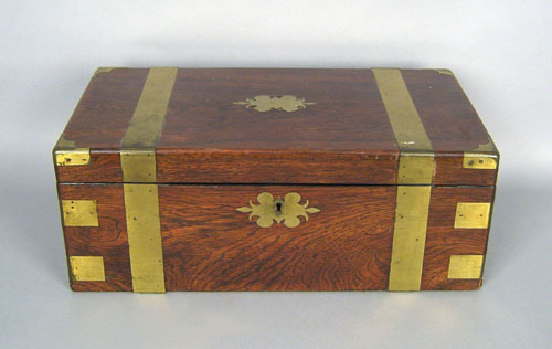 Appraisal: Rosewood and brass lapdesk with engraved placquard inscribed Rev Wm