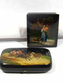 Appraisal: Two Russian lacquer boxes one pre-revolution the other school of