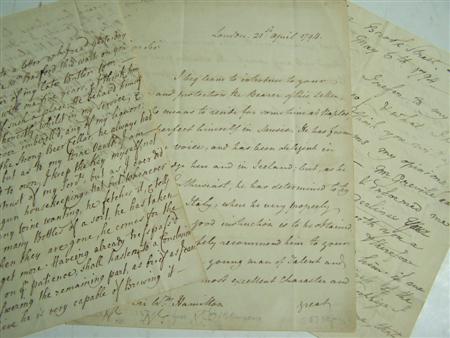 Appraisal: Hamilton Sir William Two letters addressed to Sir William Hamilton