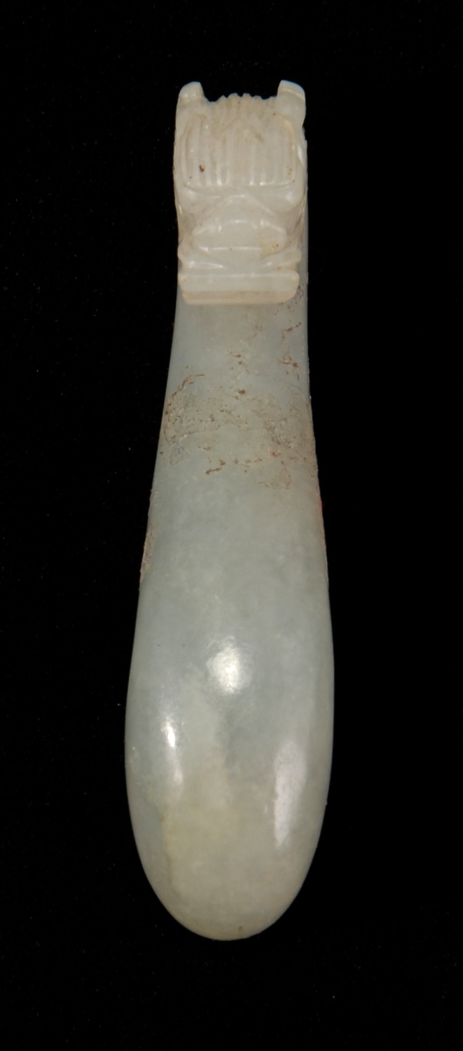 Appraisal: PALE CELADON OR WHITE JADE GIRDLE HOOK th CenturyIn dragon