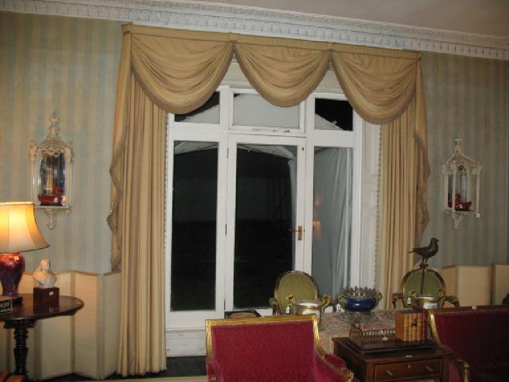 Appraisal: THE DRAWING ROOM TWO PAIRS OF FULL-LENGTH CURTAINS of neo-classical