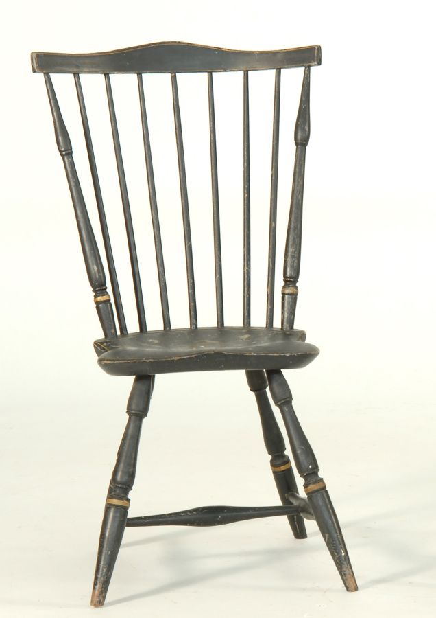 Appraisal: ANTIQUE AMERICAN FANBACK WINDSOR SIDE CHAIR Circa In old black