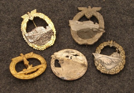 Appraisal: Lot consists of German Kriegsmarine War badges