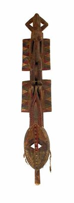 Appraisal: A Mossi plank mask West Africa polychrome decorated and carved