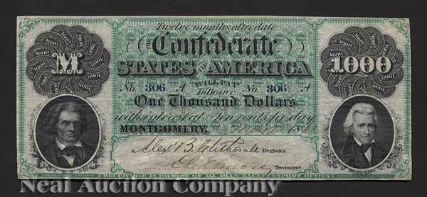 Appraisal: Confederate Currency T- Montgomery st Issue May th VF CC