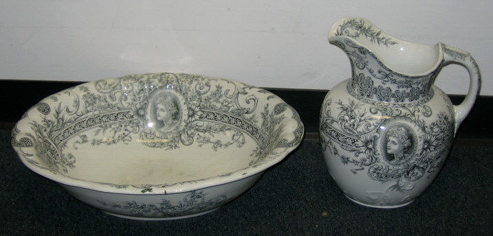 Appraisal: STAFFORDSHIRE POTTERY TWO-PIECE CHAMBER SET Doulton Burslem circa - a