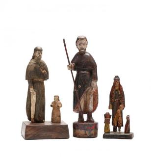 Appraisal: Three Carved Figures of St Roch two are mid -