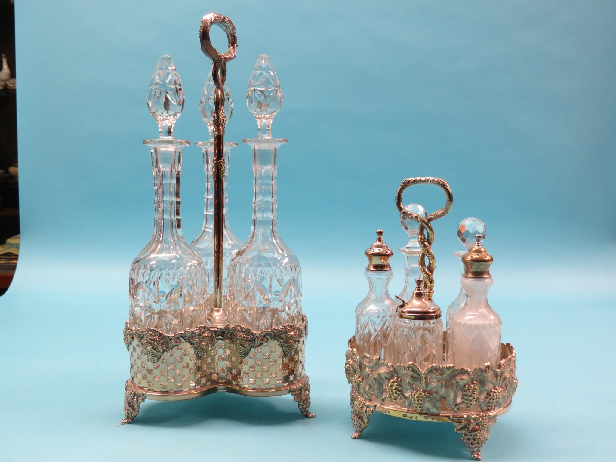 Appraisal: A set of three cut glass decanters each with stopper