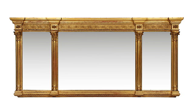 Appraisal: A TH CENTURY GILT OVERMANTLE MIRROR with flower head and