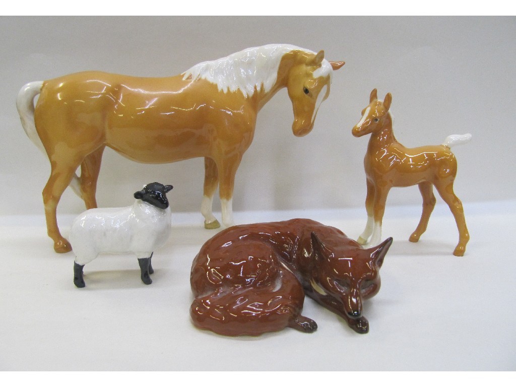 Appraisal: Beswick fox lamb Palomino horse and foal