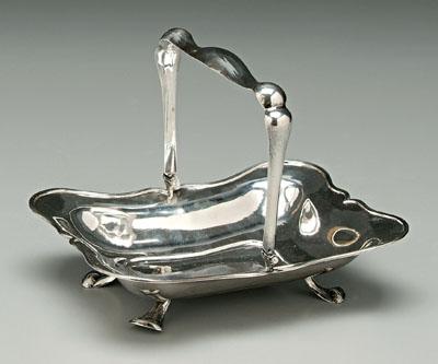 Appraisal: Viennese silver basket rectangular with scalloped border bail handle marks