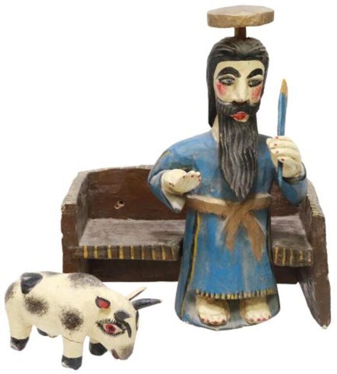 Appraisal: Folk art polychrome painted wood santo altar figure San Lucas