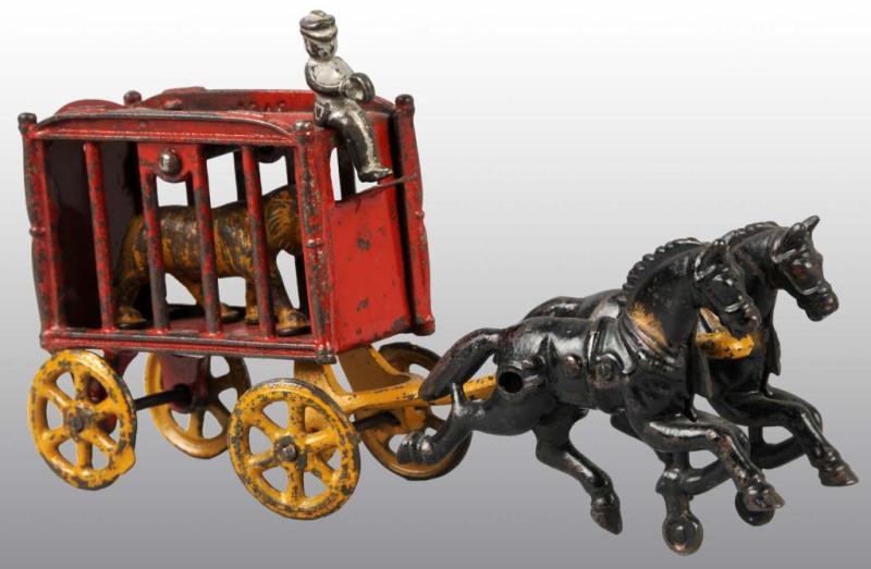 Appraisal: Cast Iron -Horse Circus Cage Wagon Toy Description Includes tiger