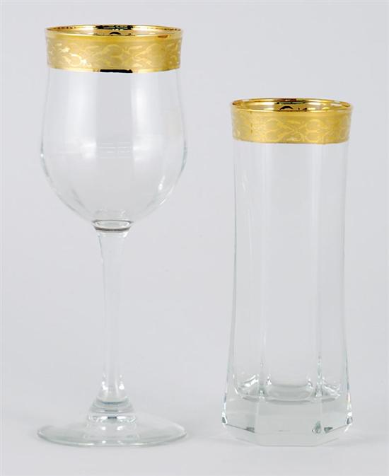 Appraisal: Gilt-crystal beverage and stems winestems H tall beverage H pcs