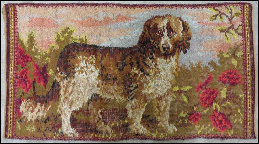 Appraisal: CONTEMPORARY WOOL RUG Depicting a dog in a garden '