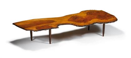 Appraisal: George Nakashima - walnut coffee table circa Free edge top