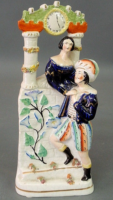 Appraisal: Staffordshire clock tower figural group of Romeo and Juliet on