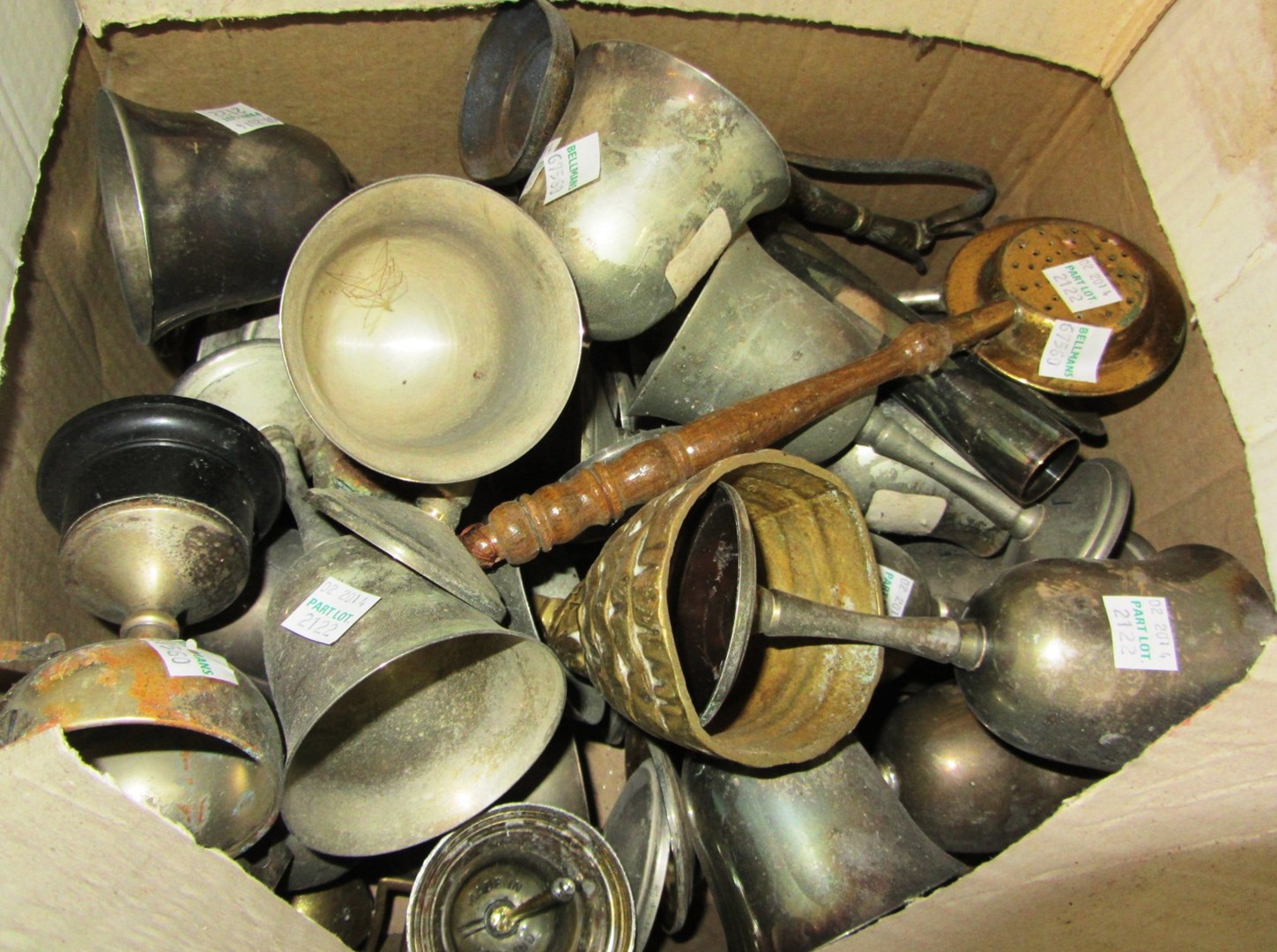 Appraisal: A quantity of silver plate goblets and brass wares