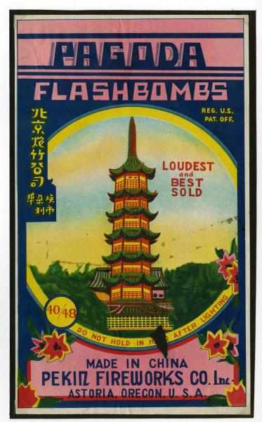 Appraisal: Pagoda Flashbomb Brick Label Class Pekin Fireworks Company in Astoria