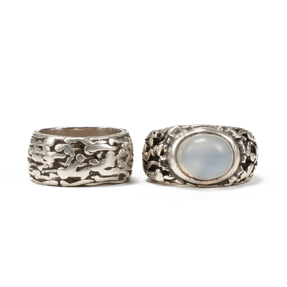 Appraisal: Grp H Fred Skaggs Sterling Rings - Moonstone H Fred