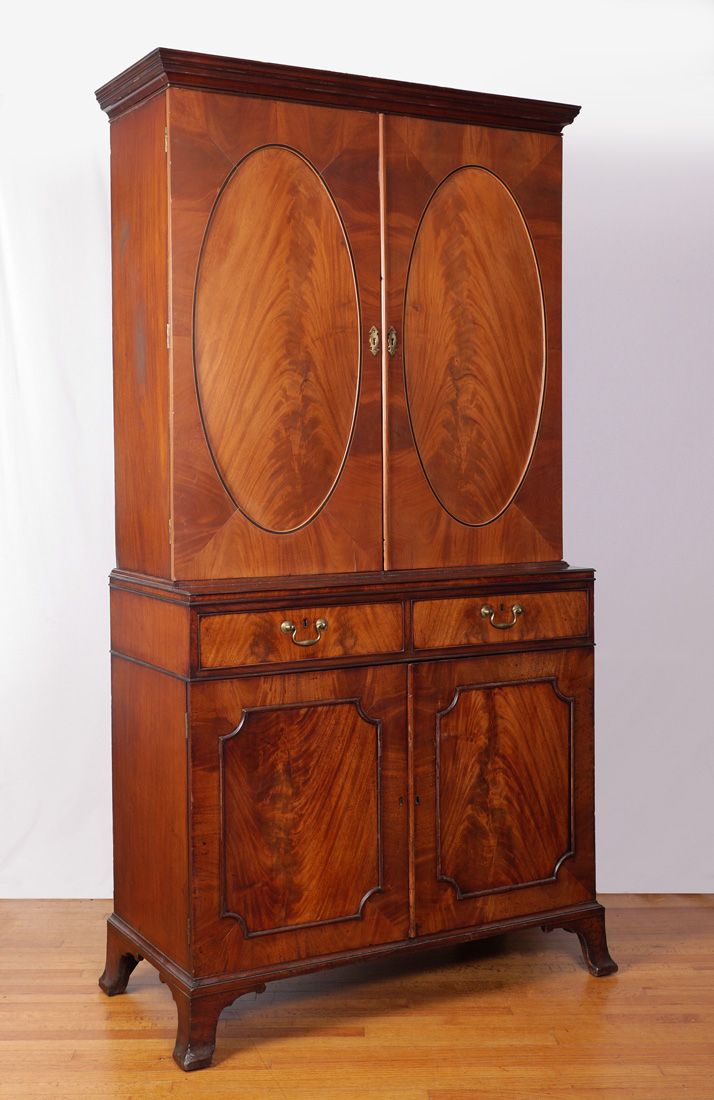 Appraisal: TH CENTURY ENGLISH MAHOGANY LINEN PRESS A marriage of the