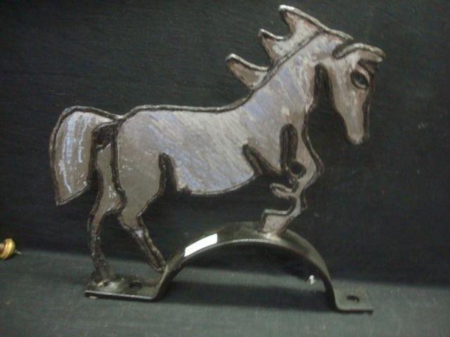 Appraisal: Midcentury Cut Steel Horse on Steel Base Possibly Evans From