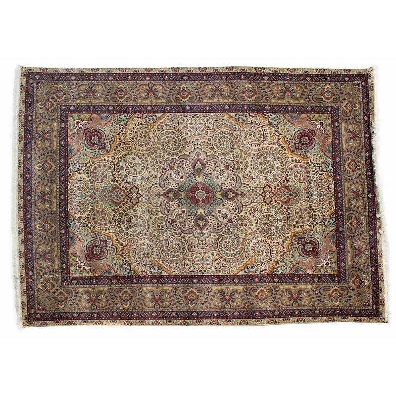 Appraisal: Persian Tabriz Rug Persian Tabriz rug with wool pile and