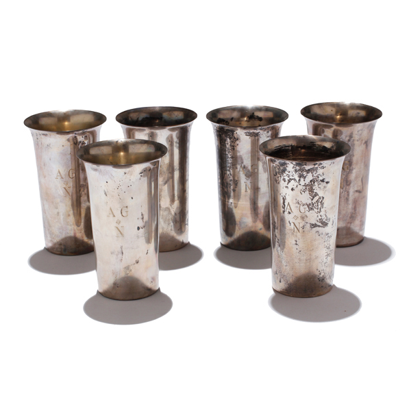 Appraisal: Set of six sterling silver tumblers oz H