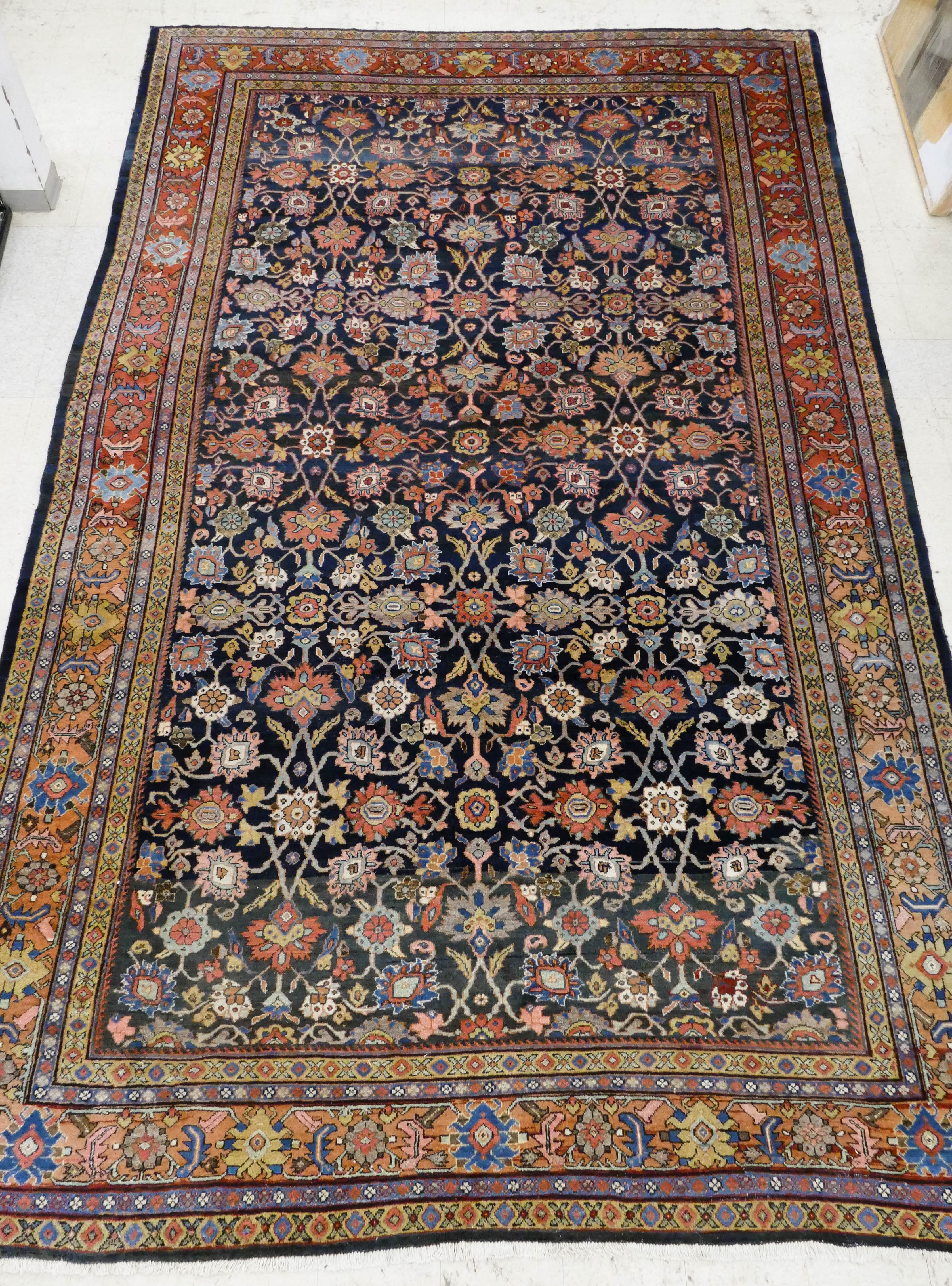 Appraisal: Antique Persian Bijar Room Size Oriental Rug ' ''x '