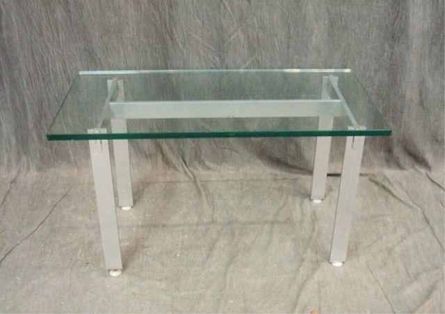 Appraisal: Midcentury Aluminum Glass Top Coffee Table From an East th