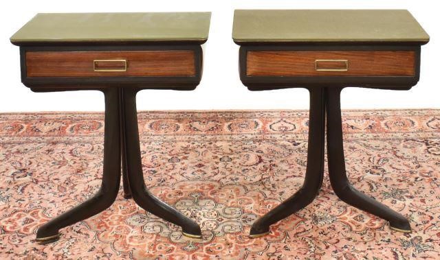 Appraisal: pair Italian mid-century modern bedside tables c s each with