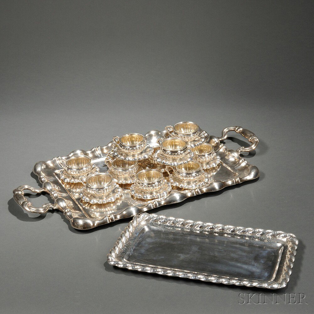 Appraisal: Twelve Hungarian Silver Cups and Saucers with an Associated Tray