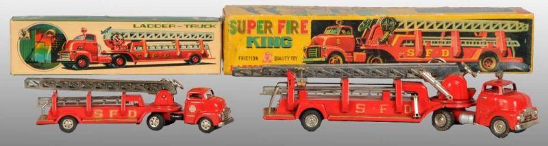 Appraisal: Lot of Tin Toy Friction Fire Trucks All in O