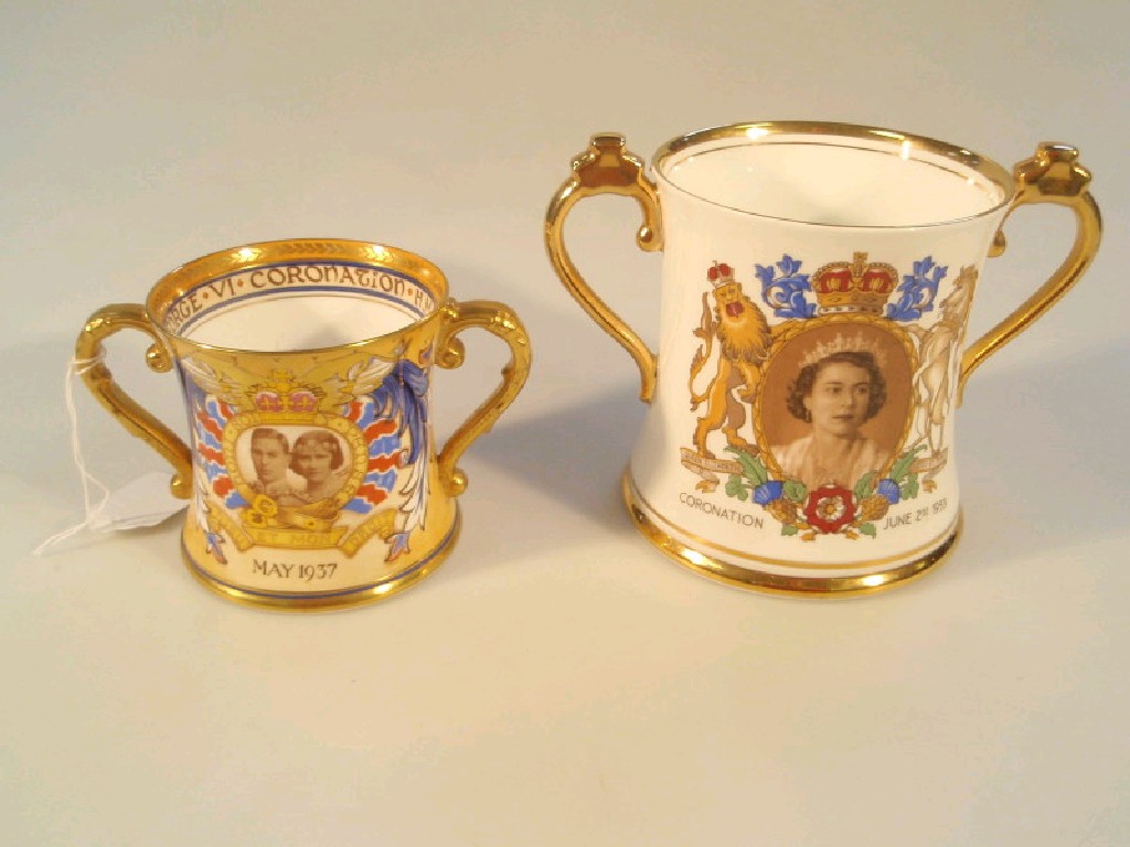 Appraisal: A Shelley Coronation Loving Cup and a Coronation Loving Cup